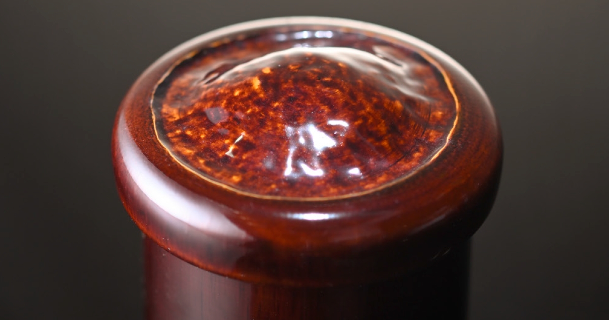 京焼 浅見与し三 作 竹彫紋刷毛目 手炙り 高20.2